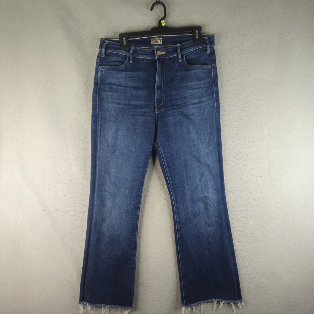 Mother The Hustler Ankle Fray Jeans Womens 30 Blue High Rise Slim 1117-686 USA